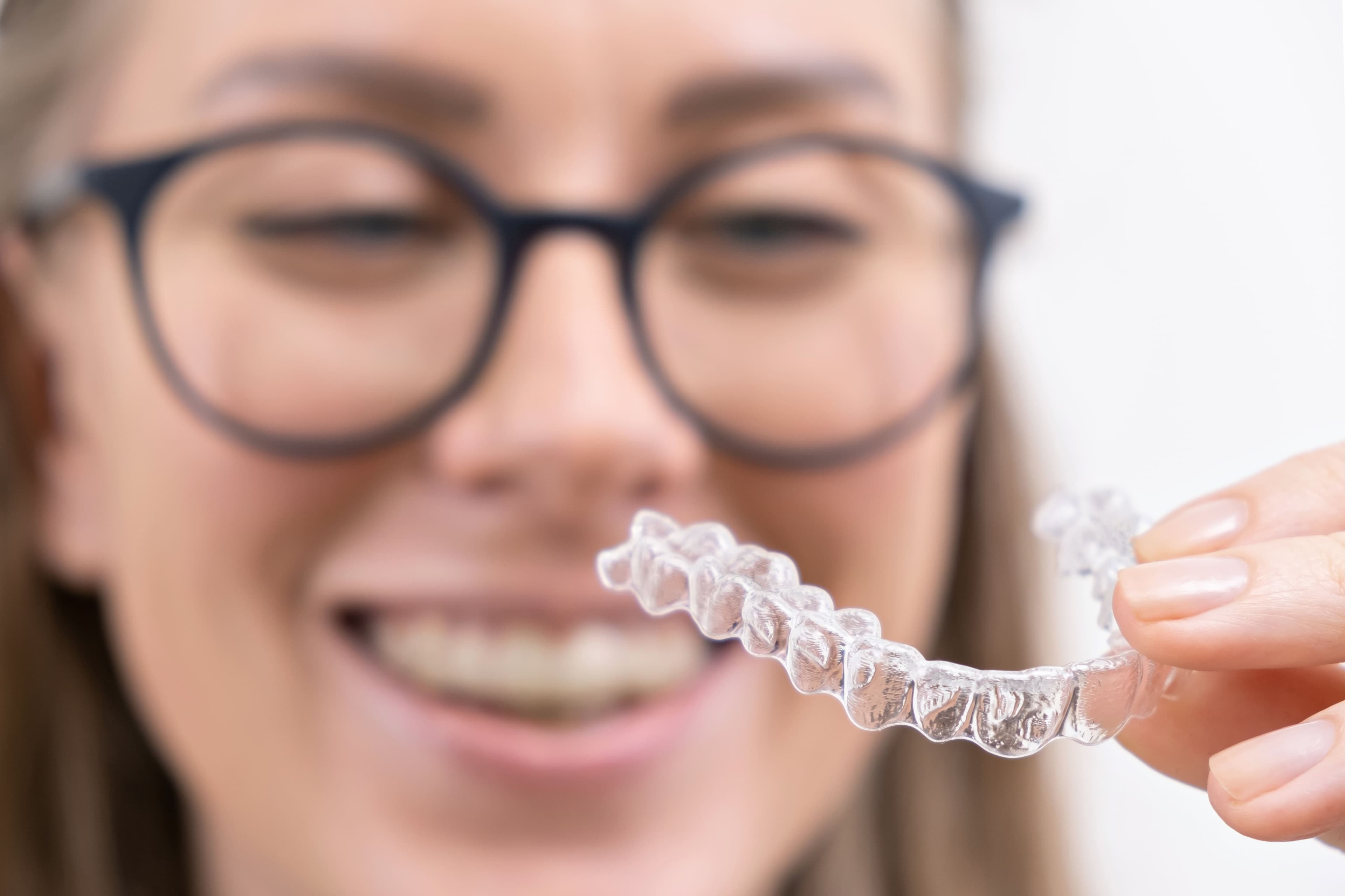 Clear aligners presented during an Invisalign consultation