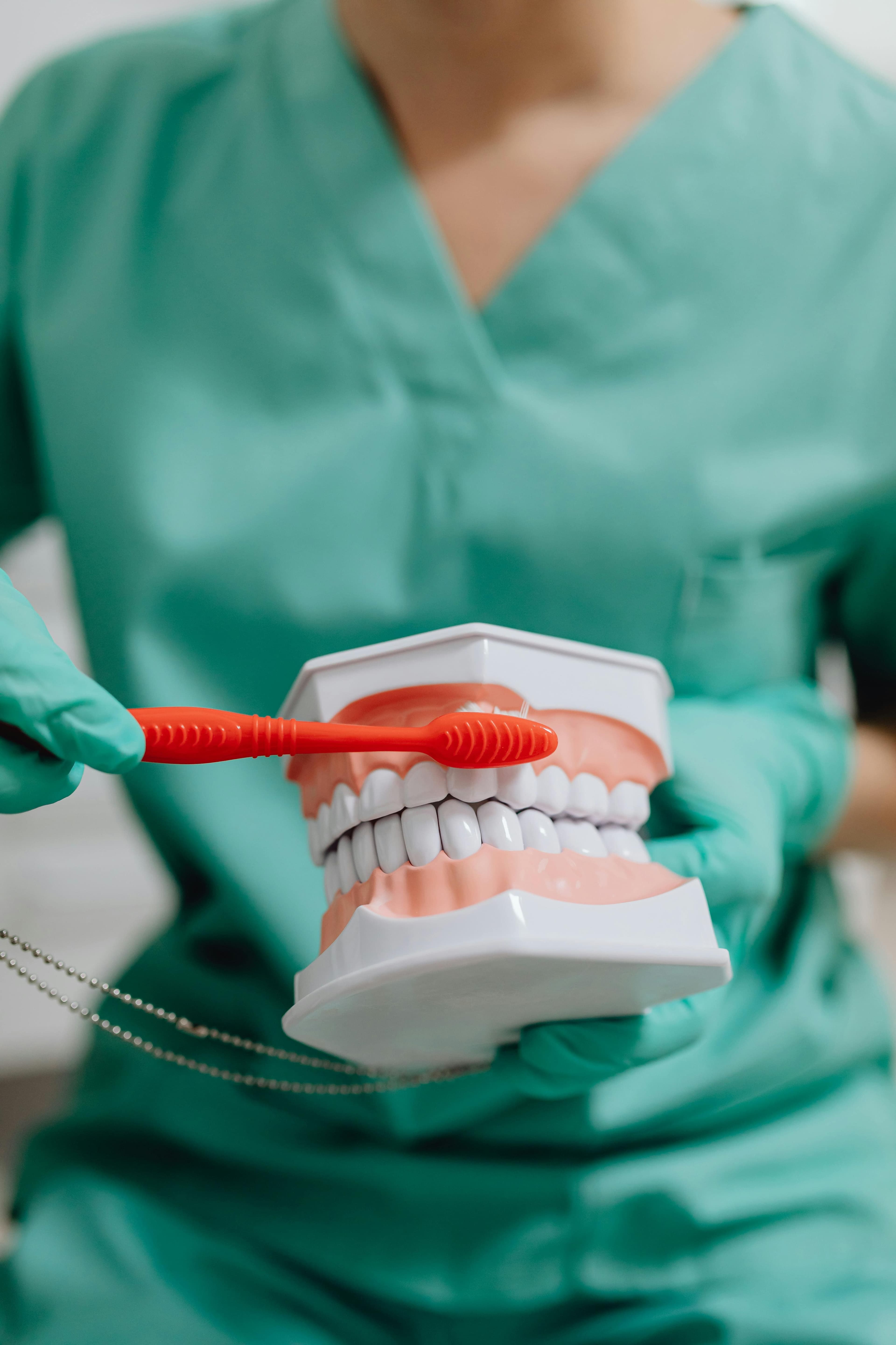 Dentist carrying out a routine oral health examination